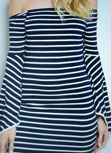 Striped Peasant dress with bell sleeves**NWT**